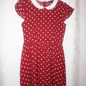 Red Polka Dot Dress Peter Pan Collar